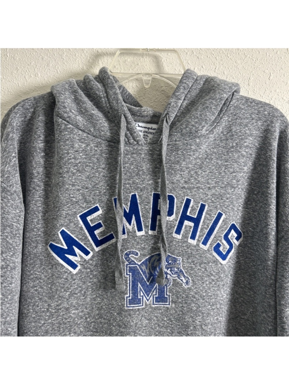 Champion Memphis Tigers Gray Hoodie Fleece Sweatshirt Men’s 2XL NCAA University - Picture 2 of 11